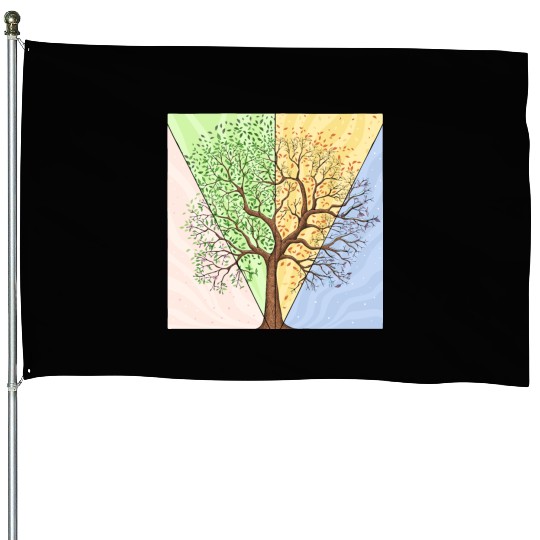 Four Seasons Trees House Flags