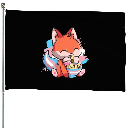 Transgender Pride Kawaii Fox Ramen Noodles Trans F House Flags