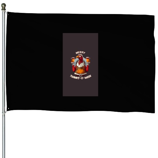 Funny Thanksgiving Halloween Christmas Turkey House Flags