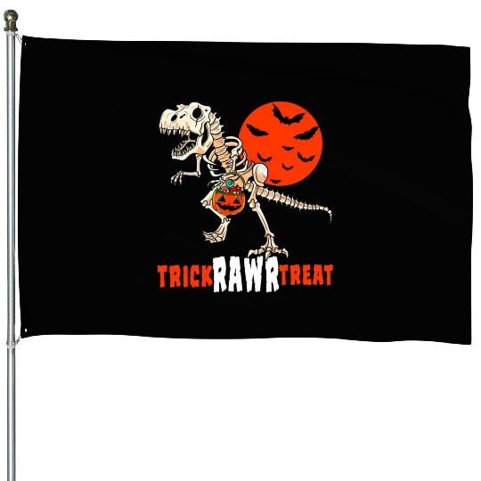 Funny Trick or Treat Dinosaur Trick Rawr Treat House Flags