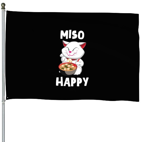 Miso Happy Funny Japanese Cat Miso House Flags