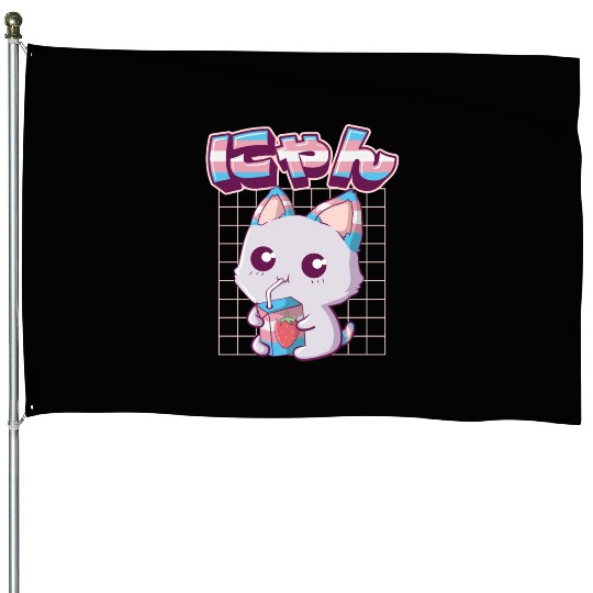 Transgender Pride Kawaii Cat Strawberry Milk Trans House Flags