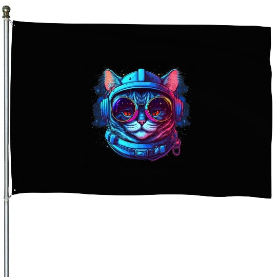 Space Cat House Flags