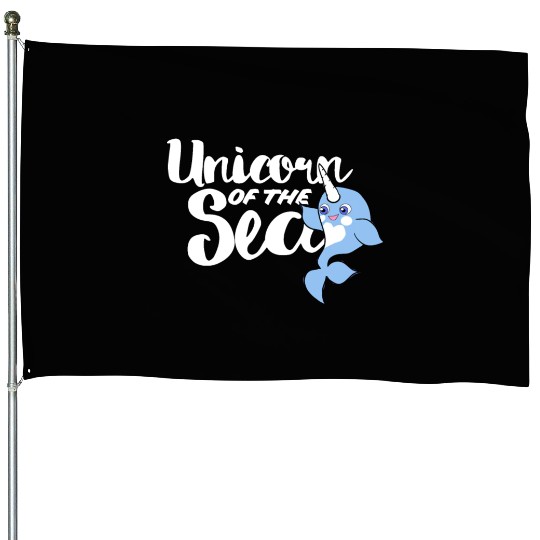 Unicorn of the sea narwhal humor House Flags