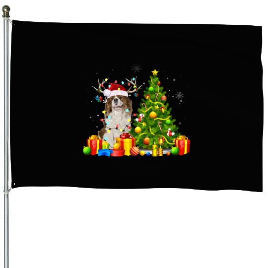 Cavalier King Charles Spaniel Christmas Dog Lover House Flags