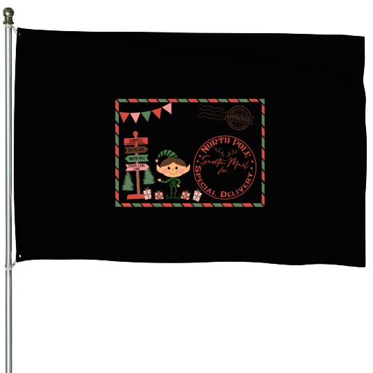 Santa Letter Elfe North Pole Specjal Delivery Mail House Flags