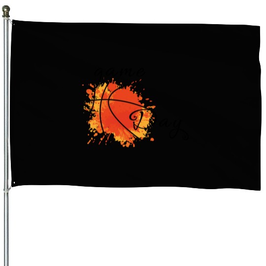 Game Day Basketball Lightning Bolt House Flags