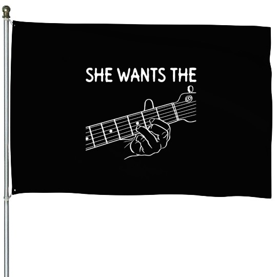 She Wants The D - Electric Guitar Guitar Player House Flags