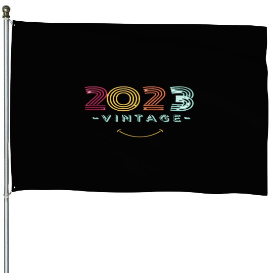 Neon Rainbow Retro 2023 NewYear Vintage House Flags