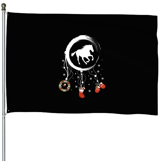 Winter dreamcatcher Christmas Horse House Flags