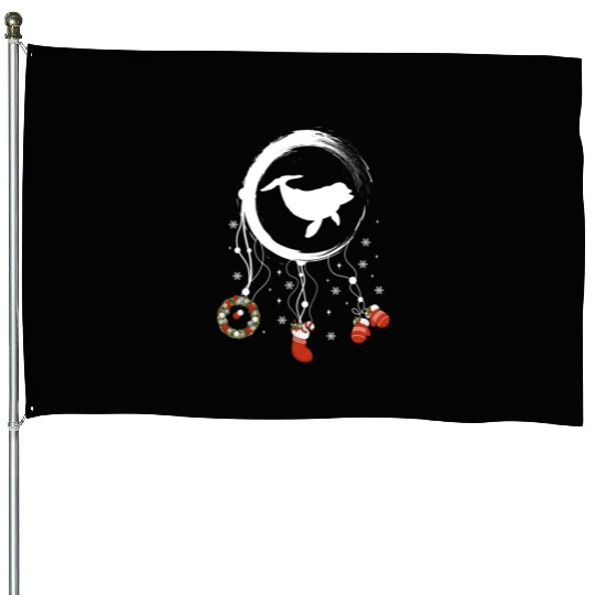 Winter dreamcatcher Christmas Dolphin House Flags