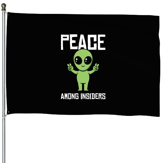 Alien Peace Alien Head Martian Space Outsider House Flags