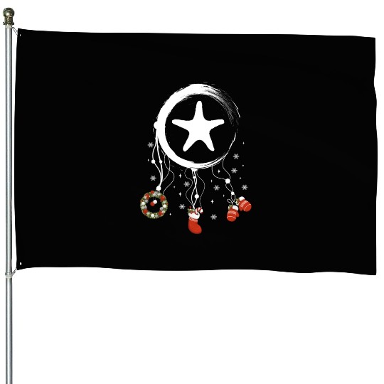 Winter dreamcatcher Christmas Starfish House Flags