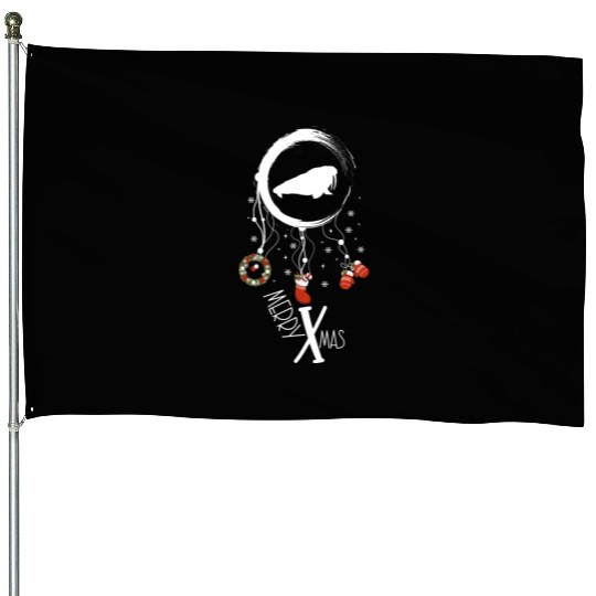 Winter dreamcatcher Christmas Walrus House Flags