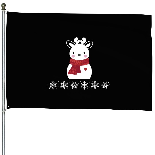 Christmas reindeer snowman House Flags