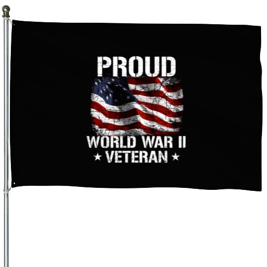 World War 2 Veteran Military Veteran USA Flag House Flags