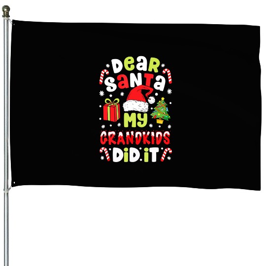 Dear Santa My Grandkids Did It Candy Canes Funny House Flags