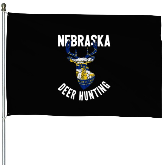 Nebraska Deer Hunting Buck Stag Hunter House Flags