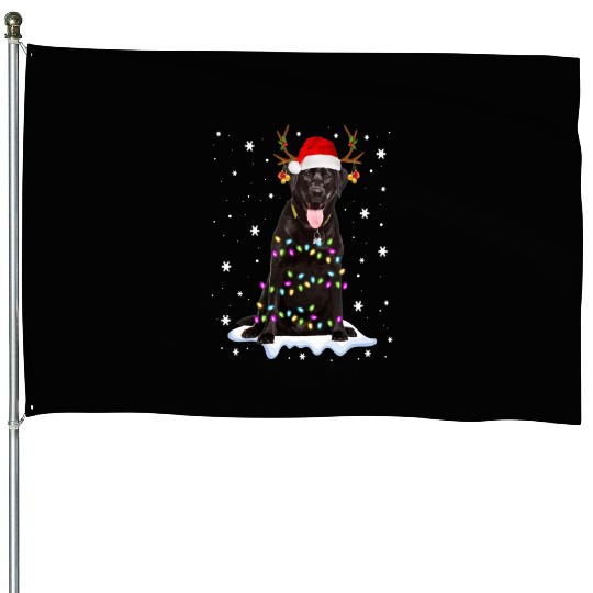 Black Lab Labrador Christmas Tree Light Pajama Dog House Flags