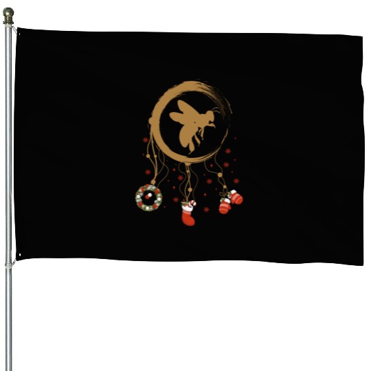 Winter dreamcatcher Christmas Bee House Flags