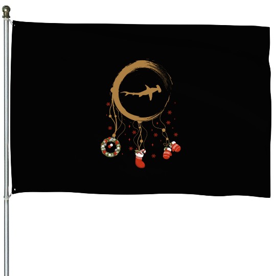 Winter dreamcatcher Christmas Hammerhead Shark House Flags