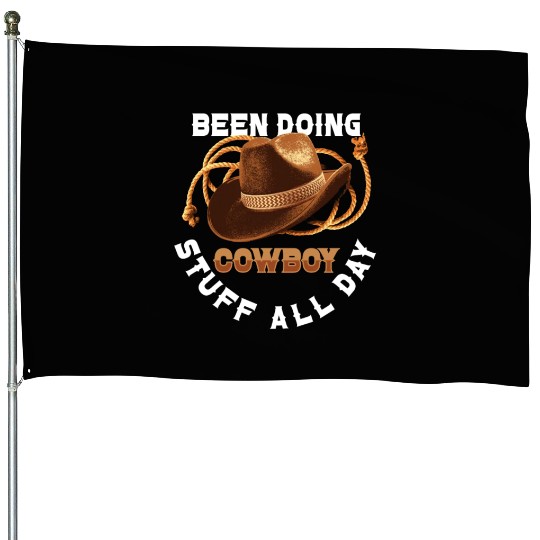 Cowboy Barn Bull Rider Rodeo Country Western Gift House Flags