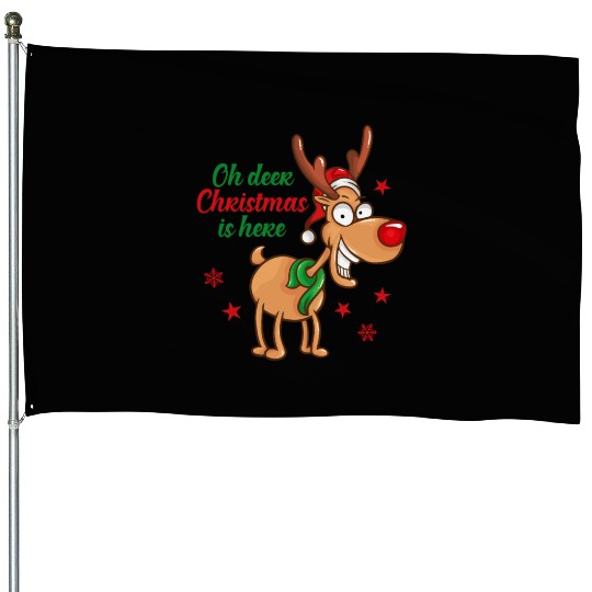 Reindeer Rudolph deer Christmas Is Here House Flags