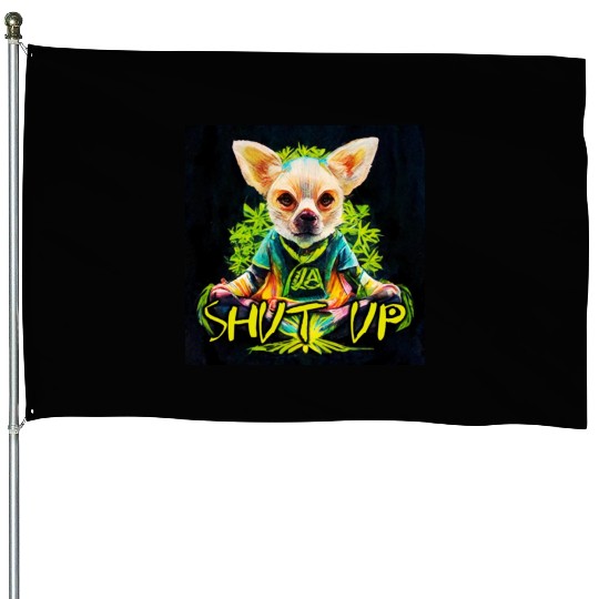 dog relaxion, buddhist chihuahua House Flags