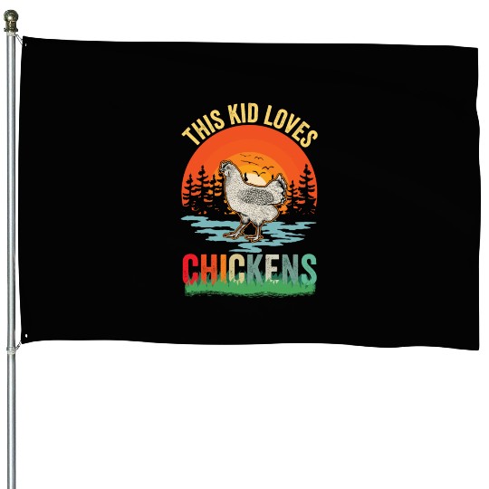 Retro Chicken Lover Farm Animal Kids House Flags