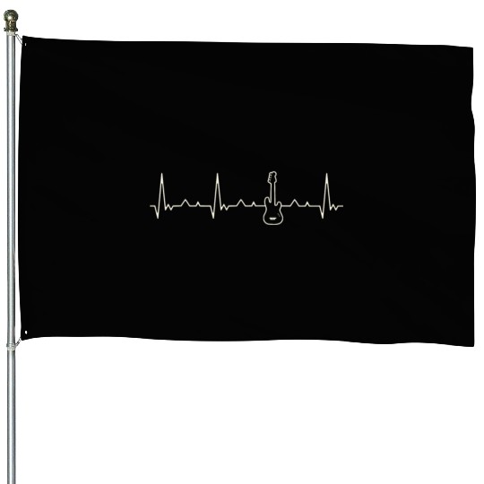 Bass Guitar Electric. Heart. Love. EKG. Pulse. House Flags
