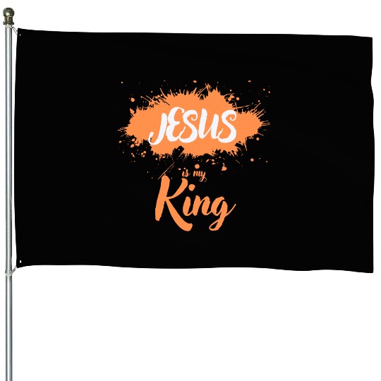JESUS is my King orange light House Flags
