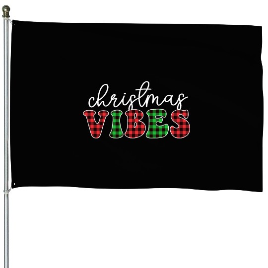 Christmas Vibes Buffalo Plaid Retro Christmas House Flags