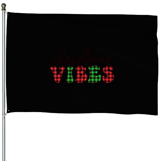 Christmas Vibes Buffalo Plaid Retro Christmas House Flags