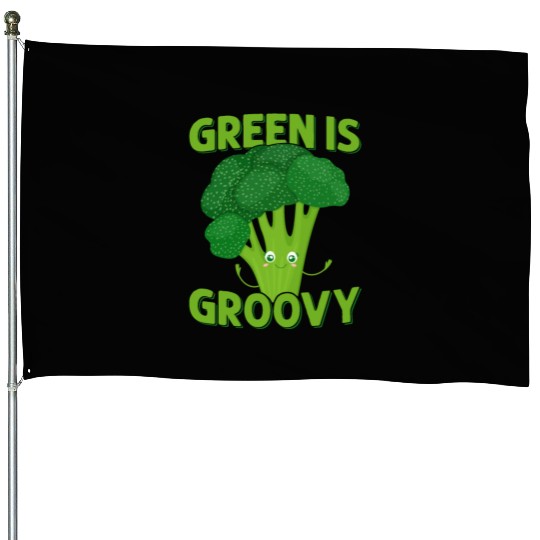 Green Is Groovy Broccoli Vegetable House Flags