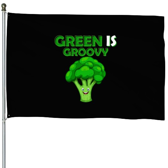 Green Is Groovy Vegetable Broccoli House Flags