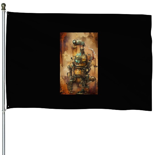 Rusty robot House Flags