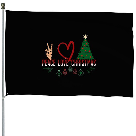 Peace Love Christmas House Flags