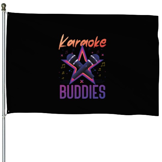 Karaoke Singer Friends Besties 80s House Flags