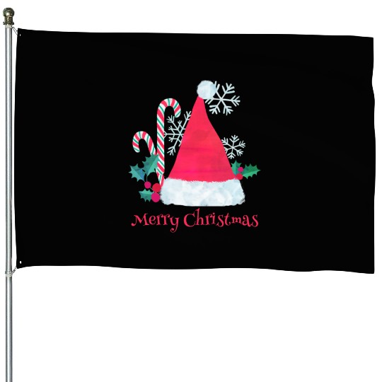 Santa Hat and Candy Canes for Christmas House Flags