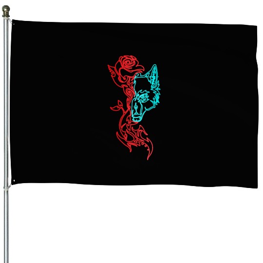 Wolf and Rose House Flags
