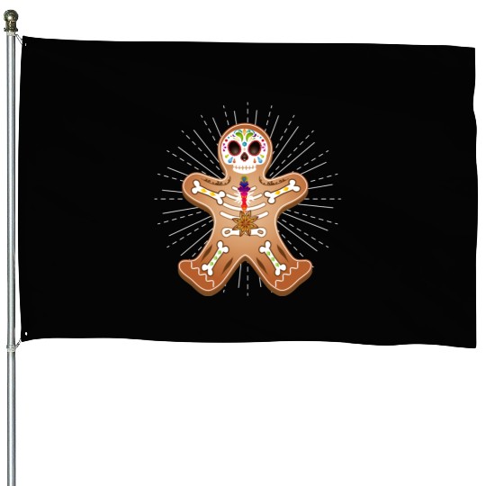 Gingerbread man Sugar Skull decor for Christmas House Flags
