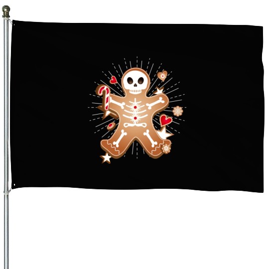 Gingerbread man Sugar Skull decor for Christmas House Flags