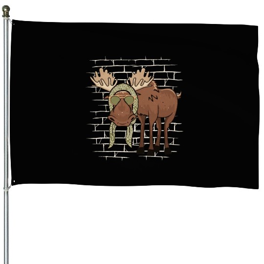 Moose Elk Sunglasses Scarf House Flags