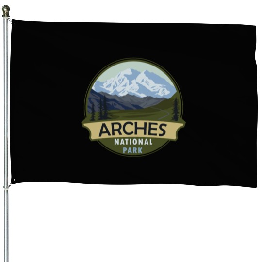 Cool Vintage Retro Arches National Park Mountain House Flags