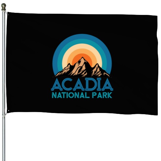 Cool Vintage Retro Acadia National Park Mountain House Flags