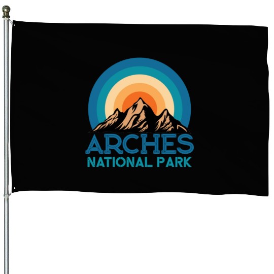 Cool Vintage Retro Arches National Park Mountain House Flags