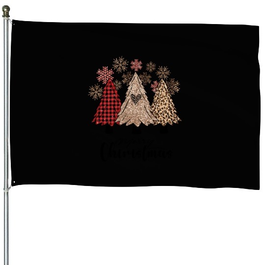 Xmas Messy Christmas Buffalo Plaid House Flags