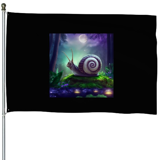 Spiral Moongazing Snail Ombre Aqua Lavender sky House Flags