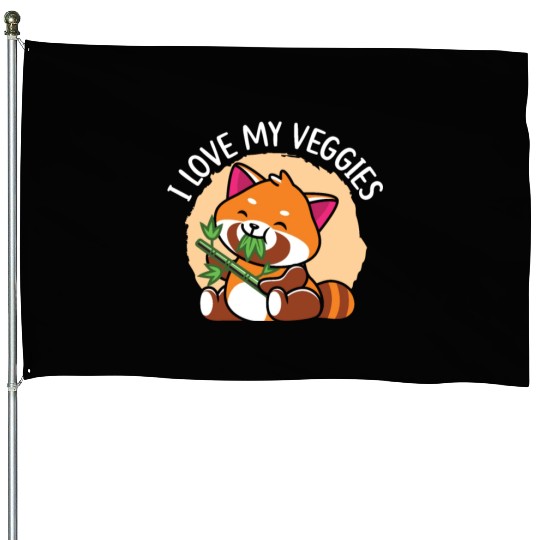 I Love My Veggies Red Panda Bear Whisperer Animal House Flags