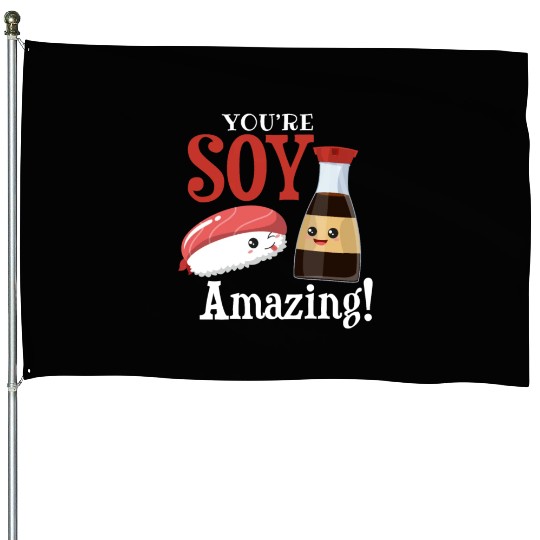 Funny sushi japan soy sauce motif House Flags